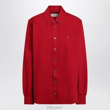 26 F/W 아미 아미 드 CUR 루비 레드 코튼 셔츠 USH786D B0052306534