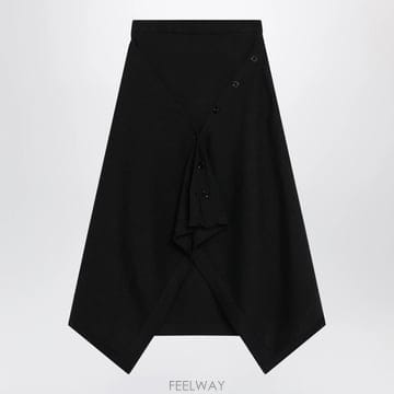 26 F/W 르메르 블랙 메리노 울 블렌드 미디 스커트 SK1082L B0052306572