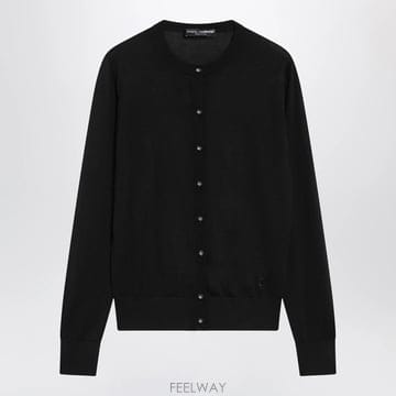 돌체 앤 가바나 블랙 캐시미어 & 실크 가디건