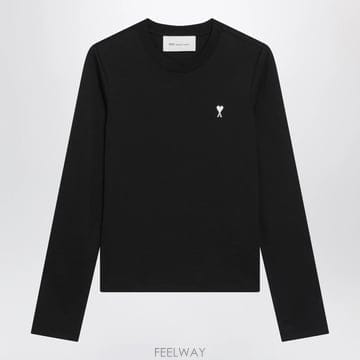 26 F/W 아미 아미 드 CUR 블랙 코튼 티셔츠 FTS417724 B0052306695