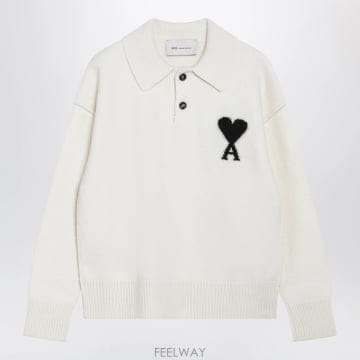 26 F/W 아미 화이트 아미 드 꾀흐 울 폴로 스웨터 UPL409D B0052292903