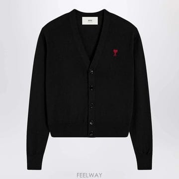 26 F/W 아미 블랙 아미 드 꾀흐 가디건 인 울 FKC374001 B0052292976