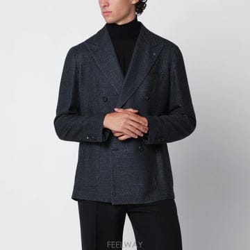 26 F/W 딸리아또레 PETROL 블루 더블브레스티드 울 & 실크  B0052293083