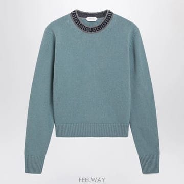26 F/W 베르사체 라이트 블루 울 & 캐시미어 크루넥 스웨터 10 B0052293090