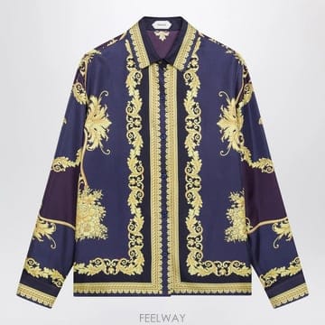 26 F/W 베르사체 뉴 바로코 블루 실크 트윌 셔츠 10242211 B0052293094