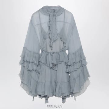 26FW chloe Powder 블루 실크 드레스 CH26ARO52001011 TP581505327