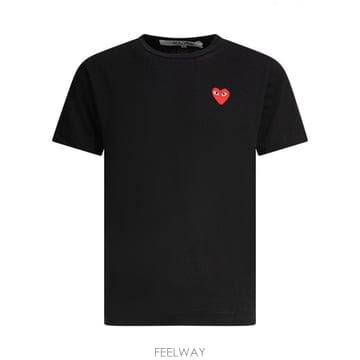 26FW 꼼데가르송 Red 하트 크루넥 T 셔츠 AXT1080511BLACK TP581505183