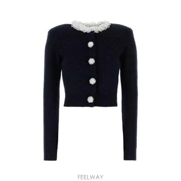 26FW Self portrait 가디건 with floral appliques 앤 beads AW26176