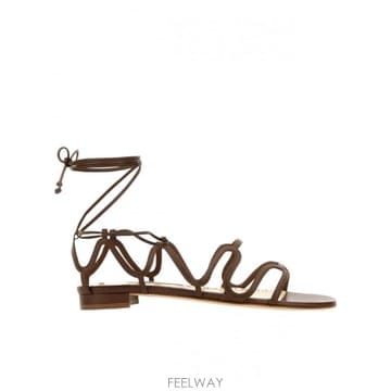 25SS 마놀로블라닉 브라운 레더 Fawda 샌들 FAWDAFLAT1252840DBRW TP580728360