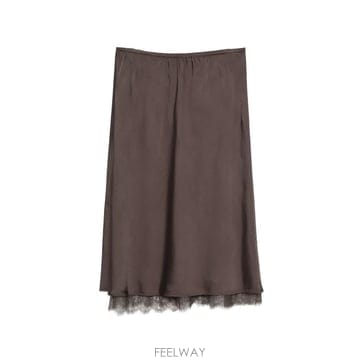 빈스 레이스 트리밍 미디 스커트