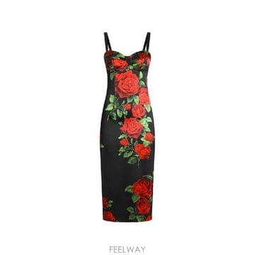 Dolce&Gabbana �׶�����Ÿ �ؿ� ��ü�ذ��ٳ� ���� ROSES PRINT SILK MIDI DRESS F622KTFSA9SHN�׶�����Ÿ �ؿ� ��ü�ذ��ٳ� ���� ROSES PRINT SILK MID