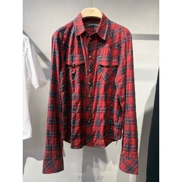 26FW 크롬하츠 크로스 패치 레드 체크 셔츠