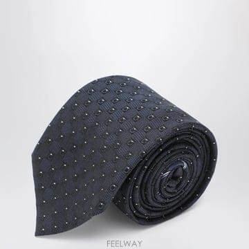 26 F/W 페라가모 다크 블루 간치니 실크 자카드 타이 079448 B0052293105