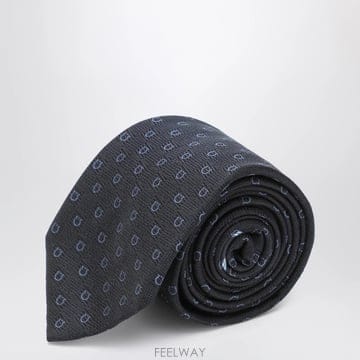 26 F/W 페라가모 다크 블루 간치니 실크 자카드 타이 079445 B0052293106
