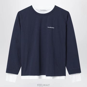 26 F/W 아크네 스튜디오 네이비 블루화이트 코튼 맨투맨 BI022 B0052306896