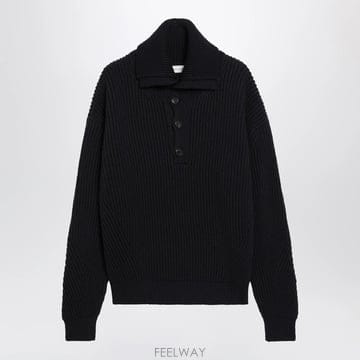 26 F/W 드리스 반 노튼 네이비 블루 리브드 스웨터 인 울 021 B0052306900