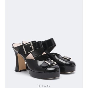 26 FW 시몬 로샤 Buckle Sculpt 레더 뮬 TP580208557