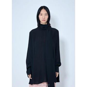 26 FW 토템 여성 드레이프 스카프 블라우스 tot0265008blk