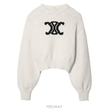 셀린느 트라이옹프 자카드 클래식 크롭 스웨터