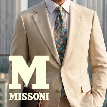 MISSONI 미쏘니 실크 블루 기하 패턴 넥타이 9.5cm A+등급 K3576
