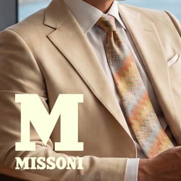 MISSONI 미쏘니 실크 오렌지 지그재그 패턴 넥타이 9.5cm A+~A등급 K3577