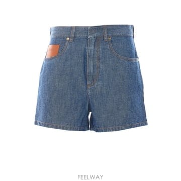 펜디 로고 패치 데님 반바지 블루