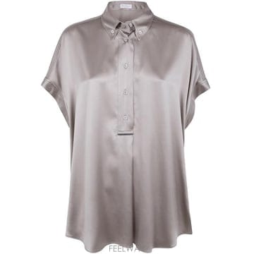 Brunello Cucinelli 25SS ���ڷ� ��ġ�ڸ� ��ũ ����콺 M0C59RA915 C2874 KHAKI25SS ���ڷ� ��ġ�ڸ� ��ũ ����콺 M0C59RA915 C2874 