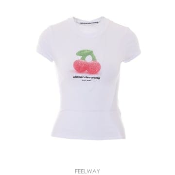 26 F/W 알렉산더 왕 핏 링거 티셔츠 WITH 체리 프린트 & 로 B0012293876