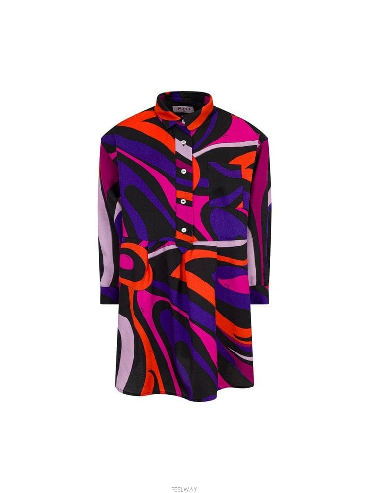 Emilio Pucci ���и��� Ǫġ ��Ƽ�÷� BUTTONFRONT �巹�� (KIDS ��ǰ B0302307544���и��� Ǫġ ��Ƽ�÷� BUTTONFRONT �巹�� (KIDS ��ǰ B