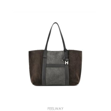 호간 HOGAN SCRIPT 미디엄 쇼핑 백 브라운 그레이 KBW0 B0302307557