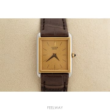 세이코 크레도르 SEIKO CREDOR 14K 골드 베젤 여성용 쿼츠 시계 1400-6940