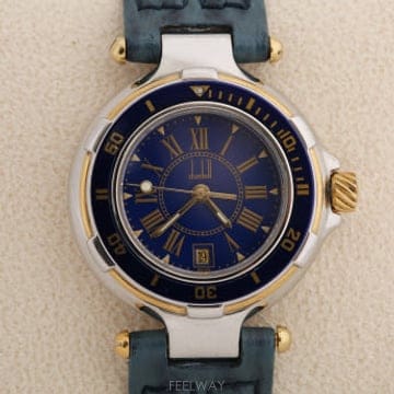 던힐 Dunhill Diver 골드/스틸 콤비 블루 다이얼 여성용 쿼츠 Cal.955