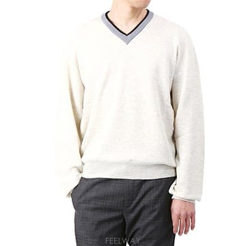 랑방 크레이프 브이넥 니트