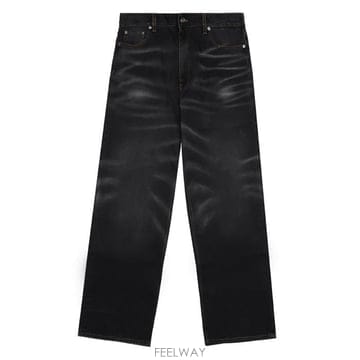 와이프로젝트 JEAN48-S25 D15 WHISKER  BLK 더블 웨이스트 진
