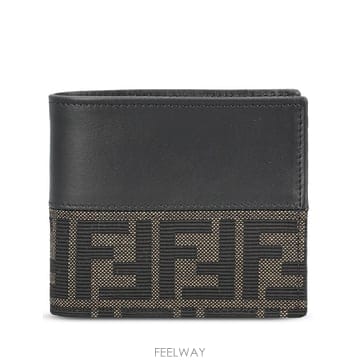 [비엔비명품관] FENDI 펜디 남성 FF 자카드 레더 바이폴드 반지갑
