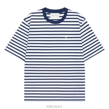 26SS 아미 UTS374 JE0210 A044 블루 코튼 박시 핏 마리니에르 쇼트 슬리브 티셔츠