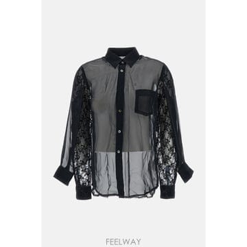 26 F/W 꼼데가르송 더블 슬리브 레이스 패널 셔츠 GRB00405 B0032305740