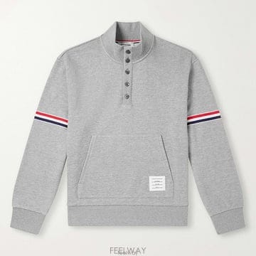 26 FW 톰브라운 그레이 RWB 스트라이프 인타르시아 니트 코튼 피케 스웨트셔츠