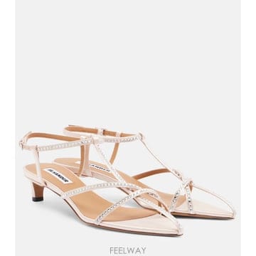 국내출고 질샌더 Cage 크리스털 임벨리시드 레더 샌들