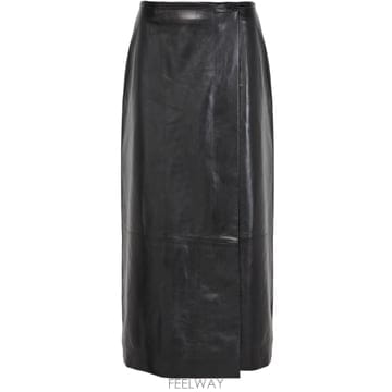 당일발송 카이트 Quinn leather midi skirt
