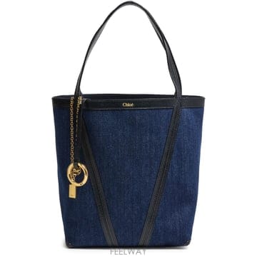 Chloe ���Ϲ߼� ���ο� Chloe Spin medium denim tote bag���Ϲ߼� ���ο� Chloe Spin medium denim tote bag