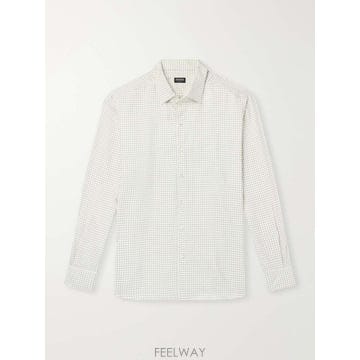 제냐 체크 실크 셔츠