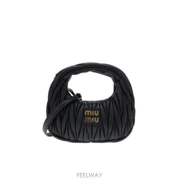 26FW 미우미우 완더 마테라쎄 나파 레더 호보 백 5BC125 AN88F0002 Nero
