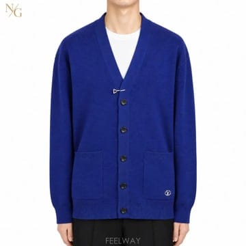 [정품/미착용] 루이비통 LV 시그니처 후크 니트 가디건 블루 XL / 105