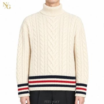 [정품/미착용] 톰브라운 아란케이블 RWB 목폴라 터틀넥 니트 스웨터 4 / 105