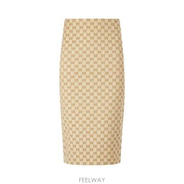 26FW 구찌 GG 코튼 캔버스 미디 스커트 871391ZAVMM 2902 Beige