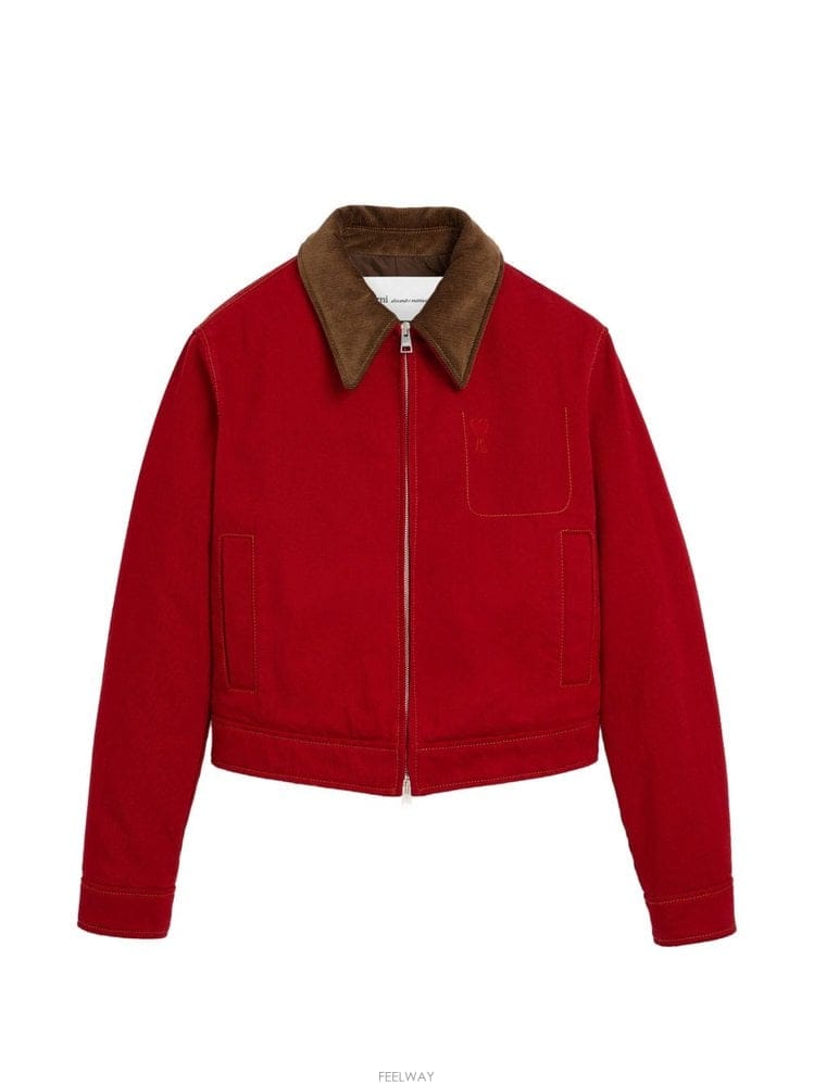 Ami �ƹ� ZIPPEDAMIDECOEURJACKETWITHVELVETCO B0442309715�ƹ� ZIPPEDAMIDECOEURJACKETWITHVELVETCO B0442309715