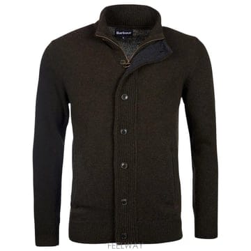 바버 하이 넥 울 가디건 그린