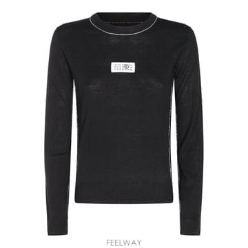 MM6 메종 마르지엘라 블랙 버진 울 로고 스웨터 S52HL0066 B0562307989