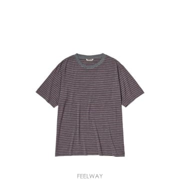 오라리 울 스트라이프 티셔츠 A26AT02BTGRAYSTRIPE B0712309391